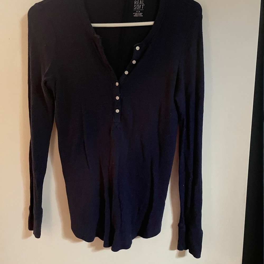 Navy blue Henley long sleeve shirt